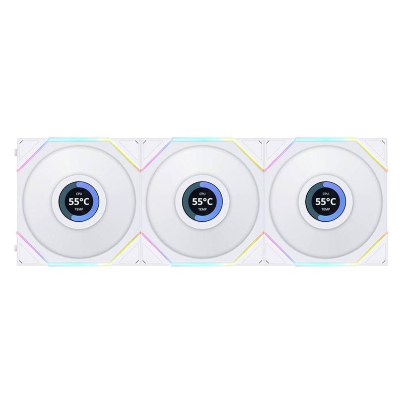 Lian Li Uni Fan TL120 LCD Wireless ARGB 120mm Fan - White (3-Pack)