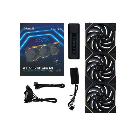 Lian Li Uni Fan TL120 Blade Wireless ARGB 120mm Fan - Black (3-Pack)