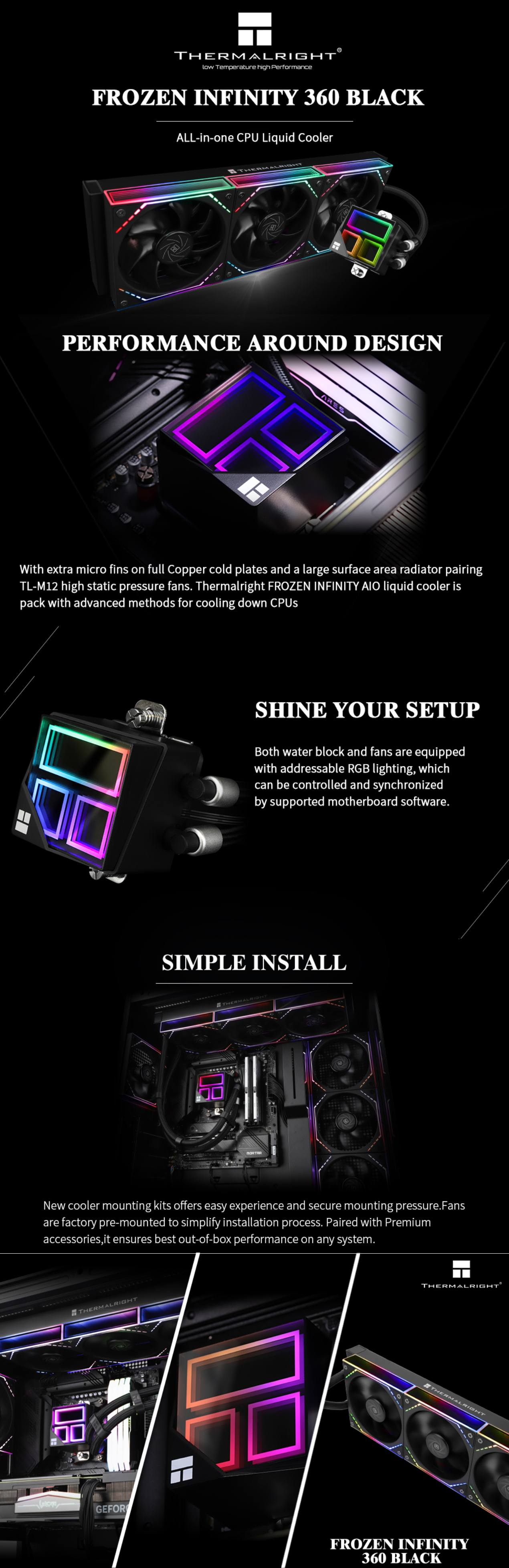 Thermalright Frozen Infinity 360 AIO Liquid CPU Cooler - Black TL-M12 long picture