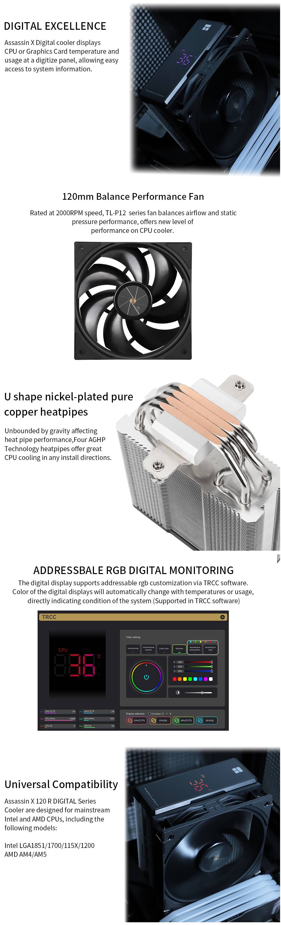 Thermalright Assassin X 120 R Digital ARGB CPU Air Cooler - Black long picture