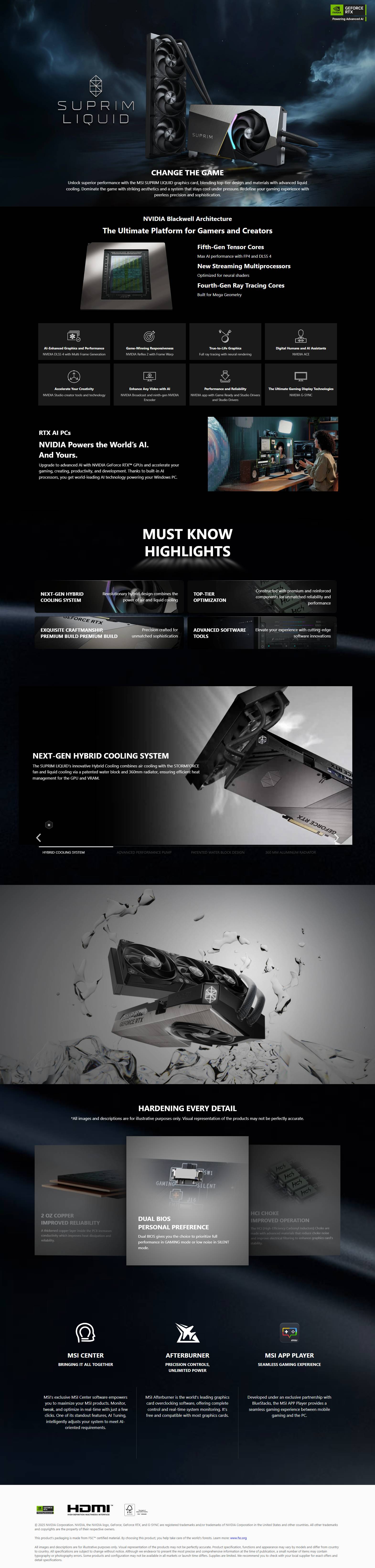 MSI GeForce RTX 5090 32GB SUPRIM LIQUID SOC GDDR7 Graphics Card long picture