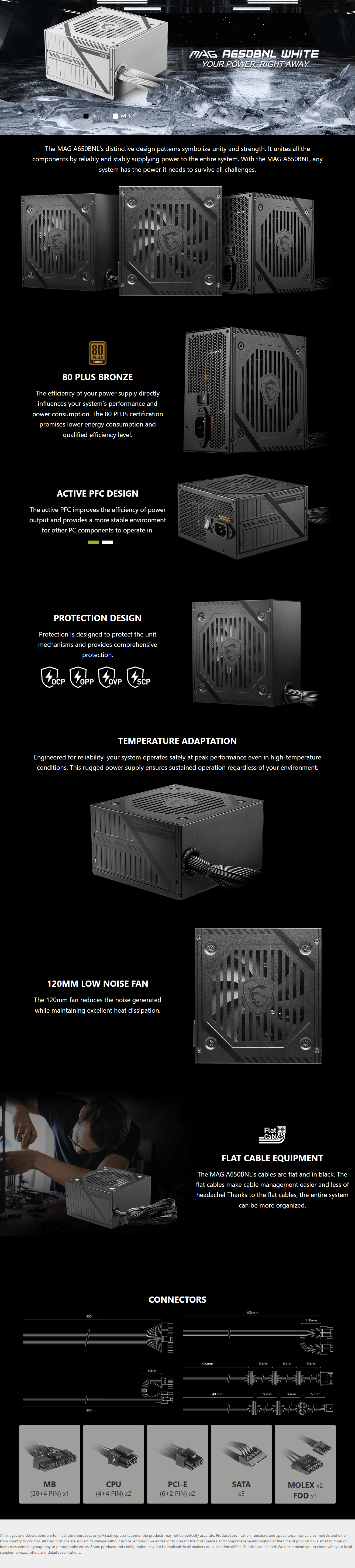 650W MSI PSU - MAG A650BNL WHITE long picture