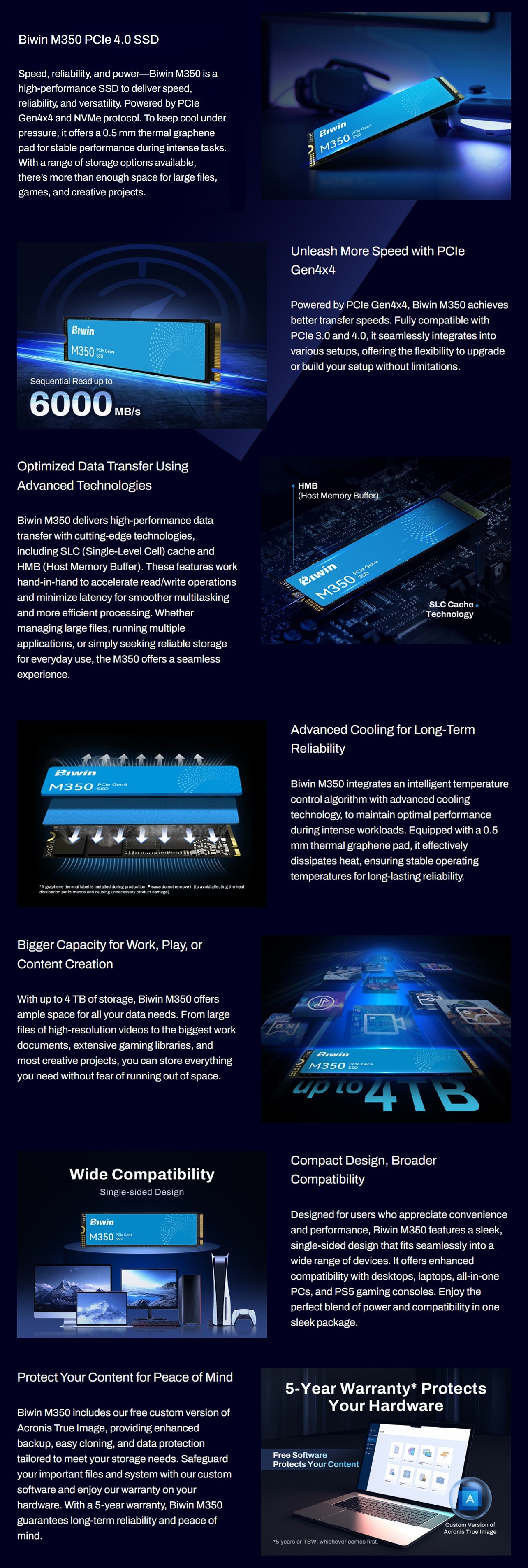 Biwin M350 2TB PCIe Gen4 NVMe M.2 SSD long picture