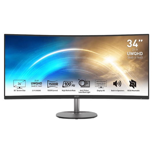 MSI PRO MP341CQ 34" Ultra-wide QHD VA 100Hz Curved Business Monitor