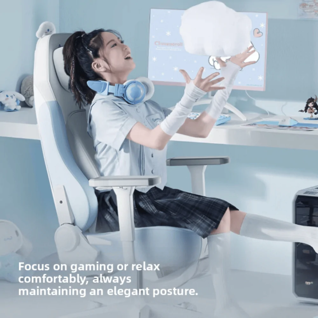 AutoFull C3 Pro Gaming Chair With 3D Headrest & Advanced Lumbar support (Snow White Bear edition)