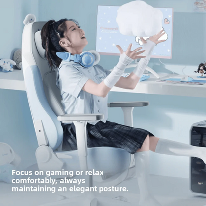 AutoFull C3 Pro Gaming Chair With 3D Headrest & Advanced Lumbar support (Snow White Bear edition)