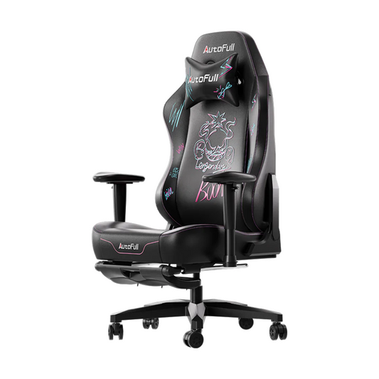 AutoFull C3 Graffiti Gaming Chair With Built In Lumbar Support (AF111BSSA)(Black & Purple)