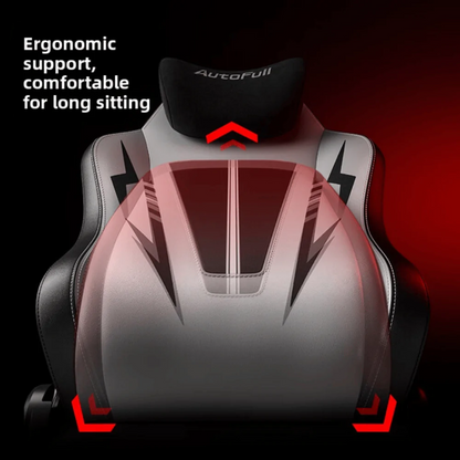 AutoFull C3 Pro Gaming Chair With 3D Headrest & Advanced Lumbar support (Silver & Black)