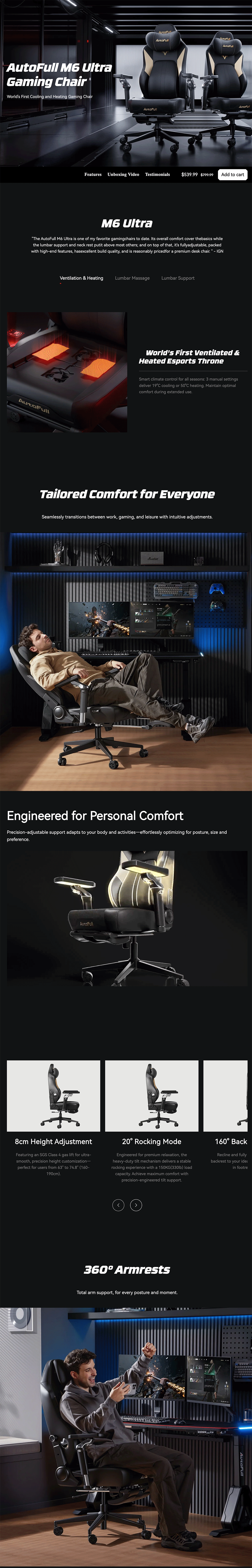 AutoFull M6 Pro Ventilation&Heating Gaming Chair with Leg Rest long picture